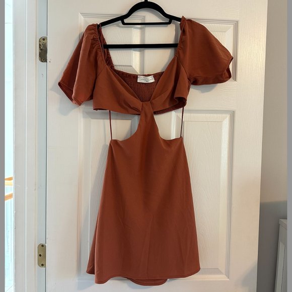 American Threads Dresses & Skirts - Burnt Orange Cut-Out Dress